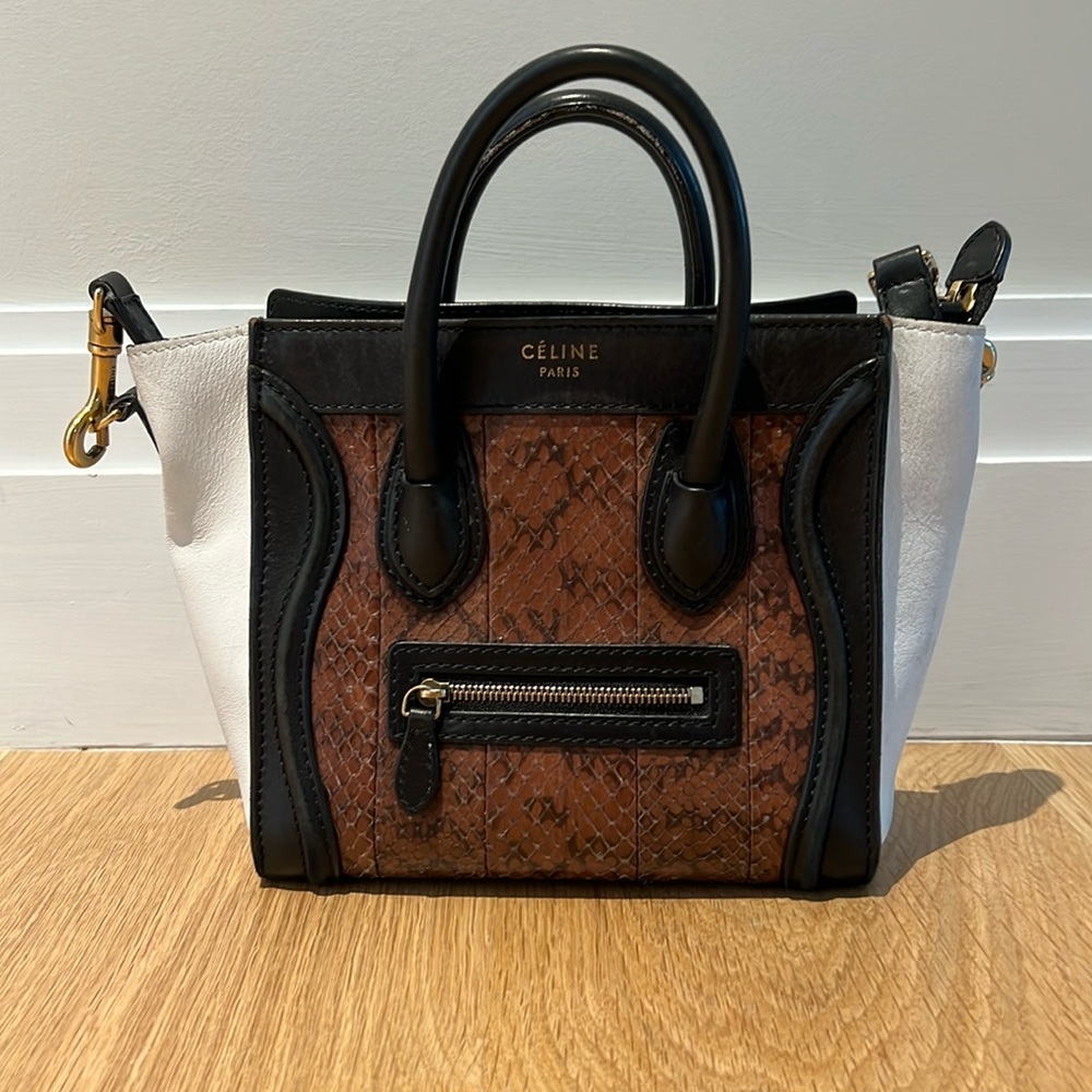 Celine Nano Leather Luggage Bag Snakeskin